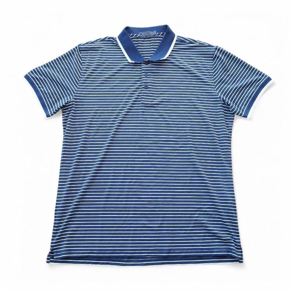 G/FORE Stripe Tech Pique Golf Polo Shirt Navy / White Men's Large (L)